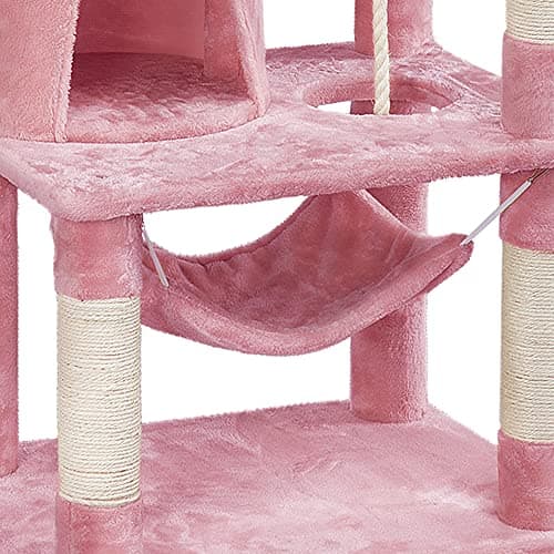 Yaheetech 62.2in Pink Cat Tower with Hammock, Condo & Scratching Posts