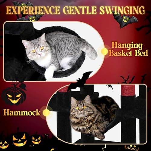 69in Tall Gothic Cat Tree with Sisal Scratch Post & Soft Hammock