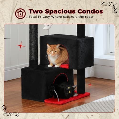 Gothic 45-Inch Cat Tree with Condos & Scratching Posts, Black