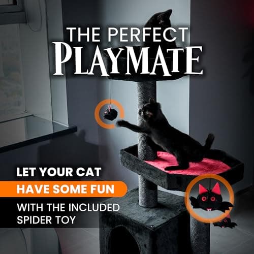Gothic Spooky Cat Tree with Coffin Bed & Scratching Post
