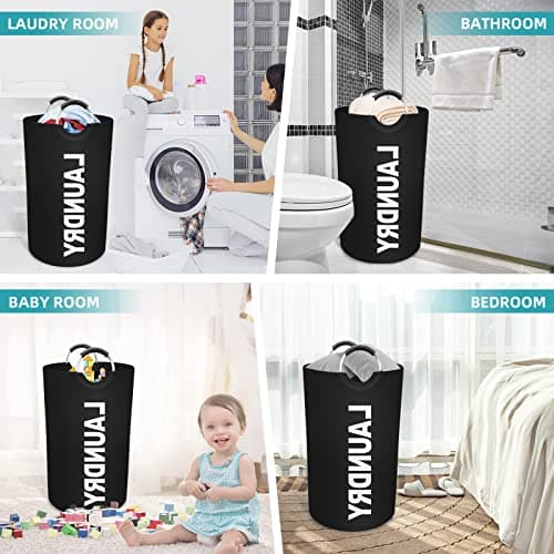 StorageRight 90L Large Dirty Clothes Hamper, Collapsible & Waterproof (Black)