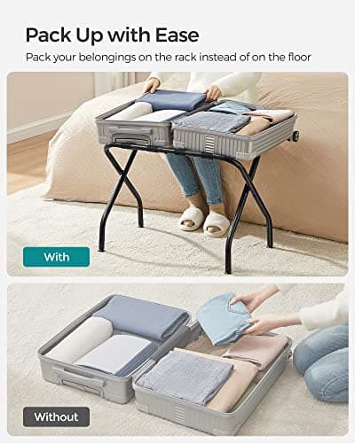 Luggage Rack Set for Guest Room - Set of 2, Foldable Steel Frame (Holds 110 lb)