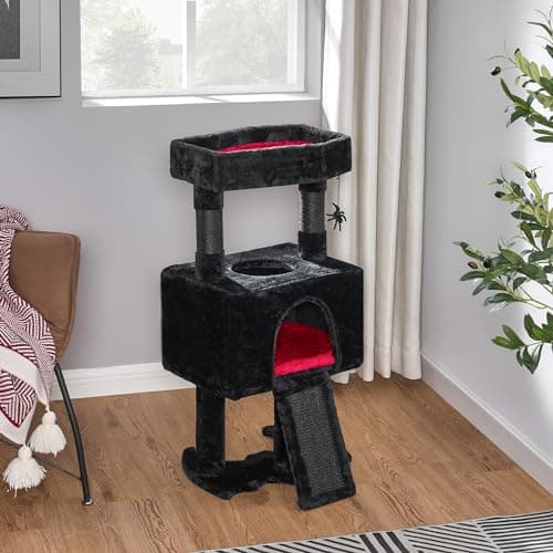 Gothic Cat Tree with Coffin Bed and Condo – Halloween-Inspired Pet Furniture