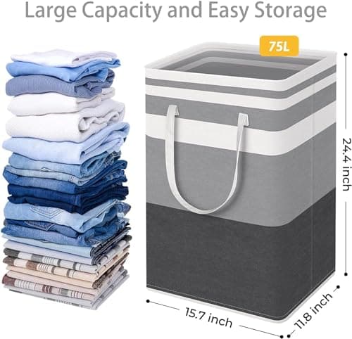 1-Pack Large Waterproof Freestanding Laundry Hamper with Handles for Dorm and Family