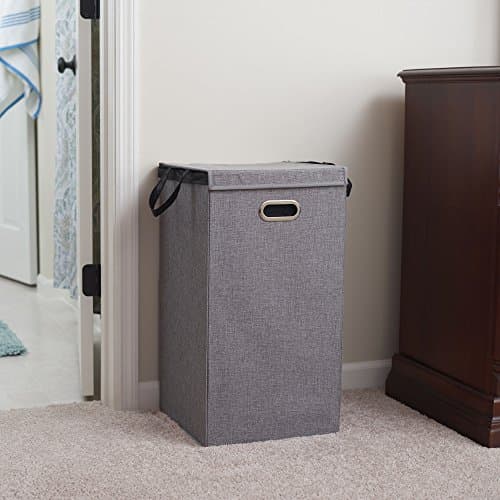 Grey Collapsible Laundry Hamper with Magnetic Lid - Household Essentials