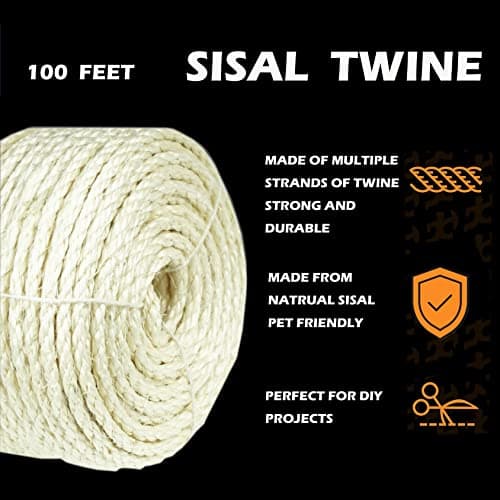 Sisal Rope for Cat Scratcher Replacement and Repair 1/4 inch - 50/100/164 Feet