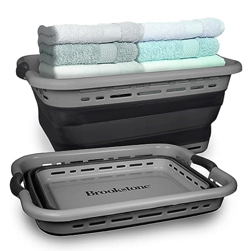 Brookstone 24" Collapsible 11 Gallon Hamper, Non-Slip Handles, BPA Free