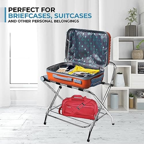 Foldable Metal Suitcase Stand for Guest Room