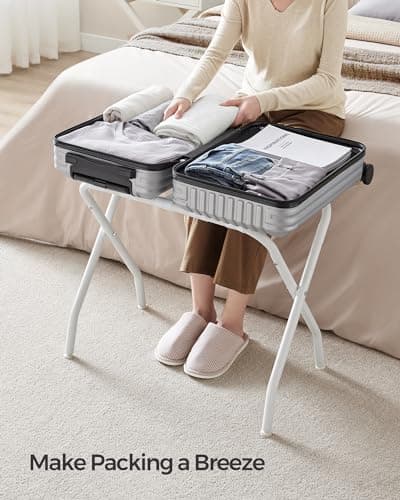 Set of 2 Steel Frame Foldable Luggage Racks for Guest Room
