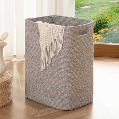 OIAHOMY Large Brown Variegated Laundry Hamper Basket — Grey variegated
