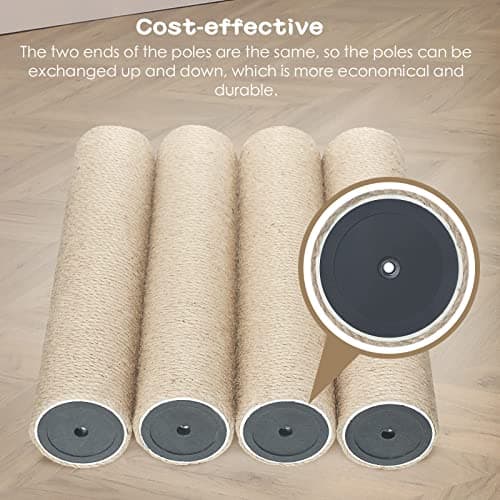 White Hemp Rope Refill for 6 Pack Cat Scratching Post, Large Indoor Cat Tower