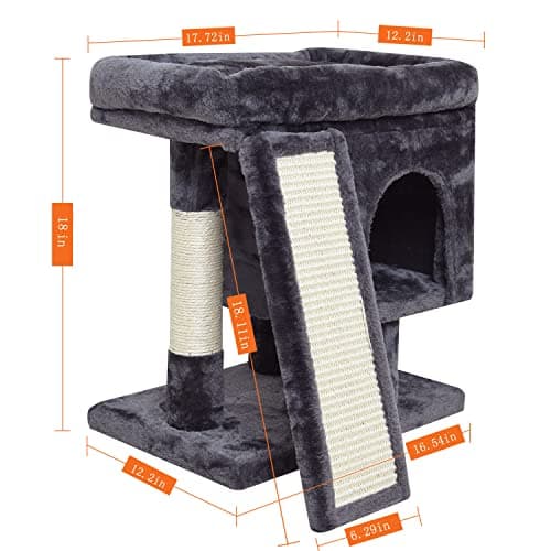 SYANDLVY Indoor Cat Tree for Large Adults with Scratching Post and Activity Tower (Smoky Grey)