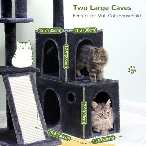 F50 Heavy Duty Cat Tree Tower for Large Indoor Cats, Dark Grey