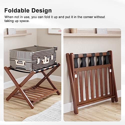 Walnut Luggage Racks Pack of 2 for Hotel Guest Rooms