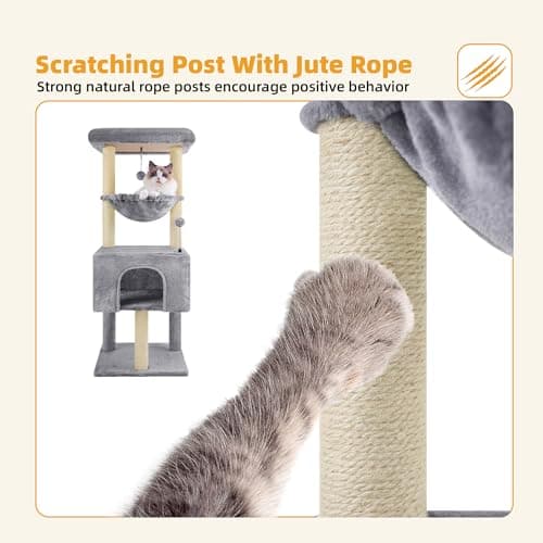 -grey multi-level cat tree tower for indoor cats