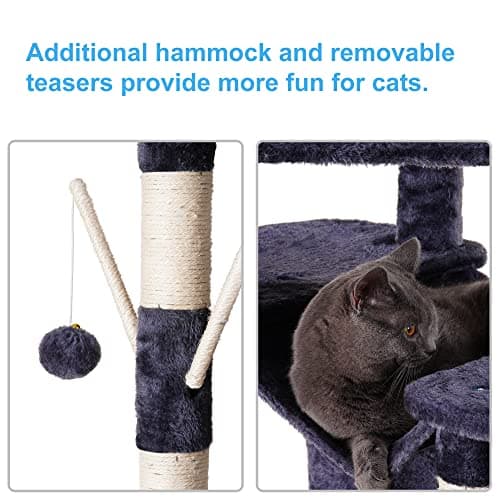 Smoky Gray XL Cat Tree - 71 Inches Multi-Level with 3 Perches & Scratcher MPJ034G