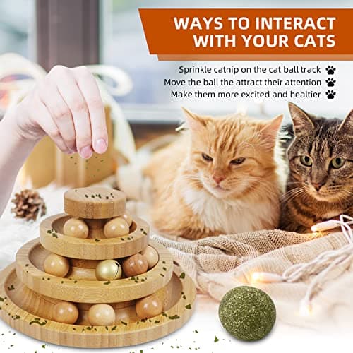 3-Level Cat Ball Tower, 9 Removable Balls, Interactive Toy - Medium Size