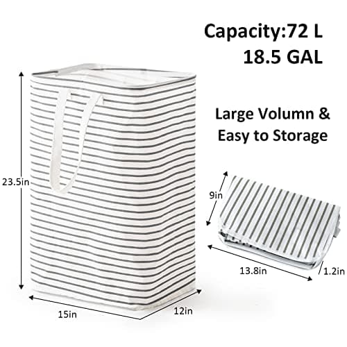 70L Collapsible Waterproof Laundry Hamper with Easy Carry Handle (Grey)