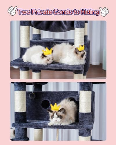 Smoky Gray Large Cat Tree for Indoor Adult Cats GCT030G