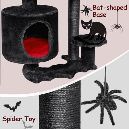 Gothic Cat Tree with Coffin Bed for Halloween Kittens