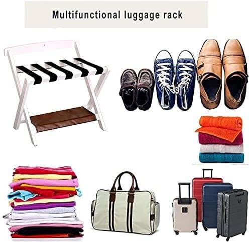 Professional Black Wooden Luggage & Shoe Rack for Guest Rooms