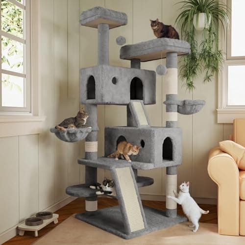 MUTICOR 66" Multi-Level Cat Tree Tower for Big Indoor Cats — Grey