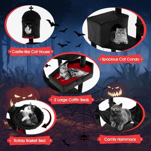 Gothic Cat Tree for Indoor Cats: Multi-Level Halloween Design