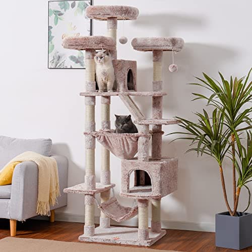 Large Cats Cat Tree, 73 Tall Heavy Duty Cat Tower with Padded Perch, Cozy Basket and Scratching Posts