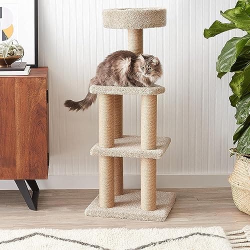 Amazon Basics Beige Multi-Level Cat Tree with Scratching Posts - Large