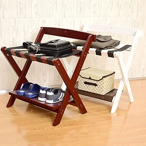 Professional Black Wooden Luggage & Shoe Rack for Guest Rooms