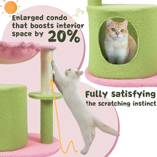 33'' Cute Cat Tower with Toys and Top Perch for Indoor Cats