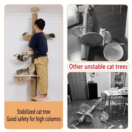 Adjustable 5-Tier Cat Tree 50-120 inches High Hemp Scratching Post