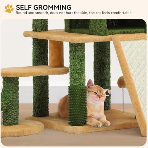 YITAHOME Tall Cactus Cat Tree Tower with Dangling Ball
