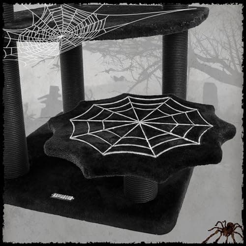 Gothic Black Cat Tree with Coffin Bed & Scratching Posts, Halloween Style for Large Cats