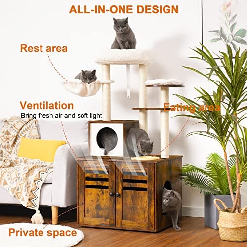 Heybly Cat Tree with Food Station and Condo