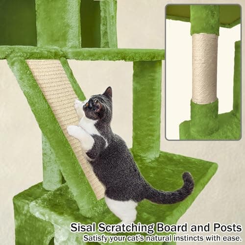 70" Multi-Level Cat Tree Tower with Sisal Scratching Post (Green)