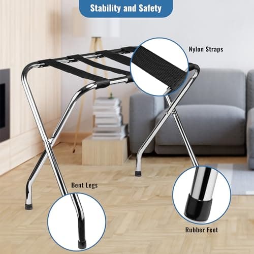 Chrome Foldable Luggage Rack for Guest Room