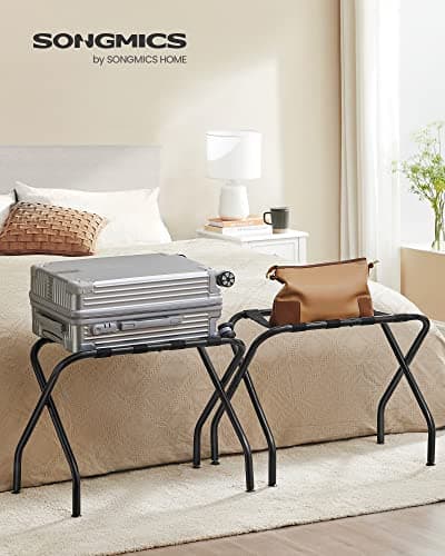 Luggage Rack Set for Guest Room - Set of 2, Foldable Steel Frame (Holds 110 lb)
