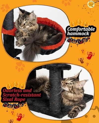Gothic Cat Tree with Coffin Bed & Scratching Post for Indoor Cats