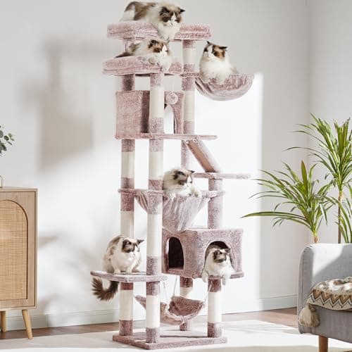 71-Inch Tall Cat Tree with Multiple Features for Indoor Cats - Medium HCT034MU