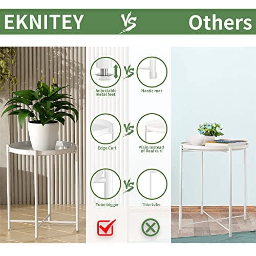 EKNITEY Waterproof Folding End Table for Living Room and Office