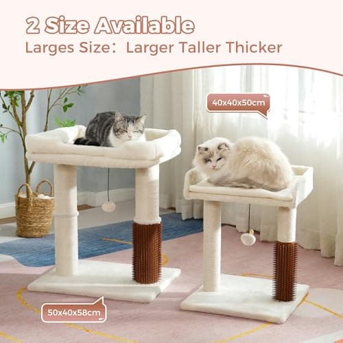 Large Cat Tree Tower with Scratch Post & Groomer - Beige