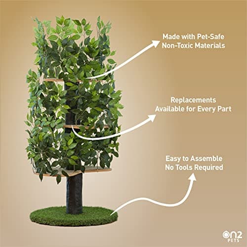 On2 Pets USA-Made Cat Tree with Leaves, Multi-Level Indoor Cat Condo