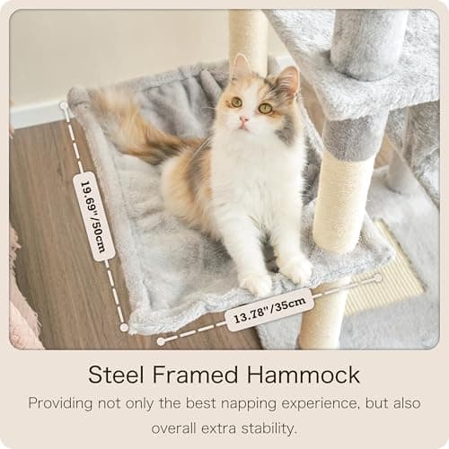 OURITSU 57 Inch Cat Tree, Large Cat Tower, Light Gray