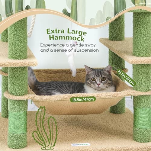 Extra Tall F76 Cactus Cat Tree Tower for Large Cats, Green