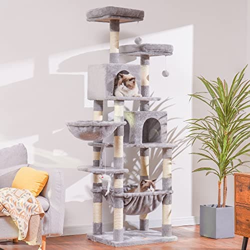 70 Cat Tree Condo with Toy for Large Indoor Cats