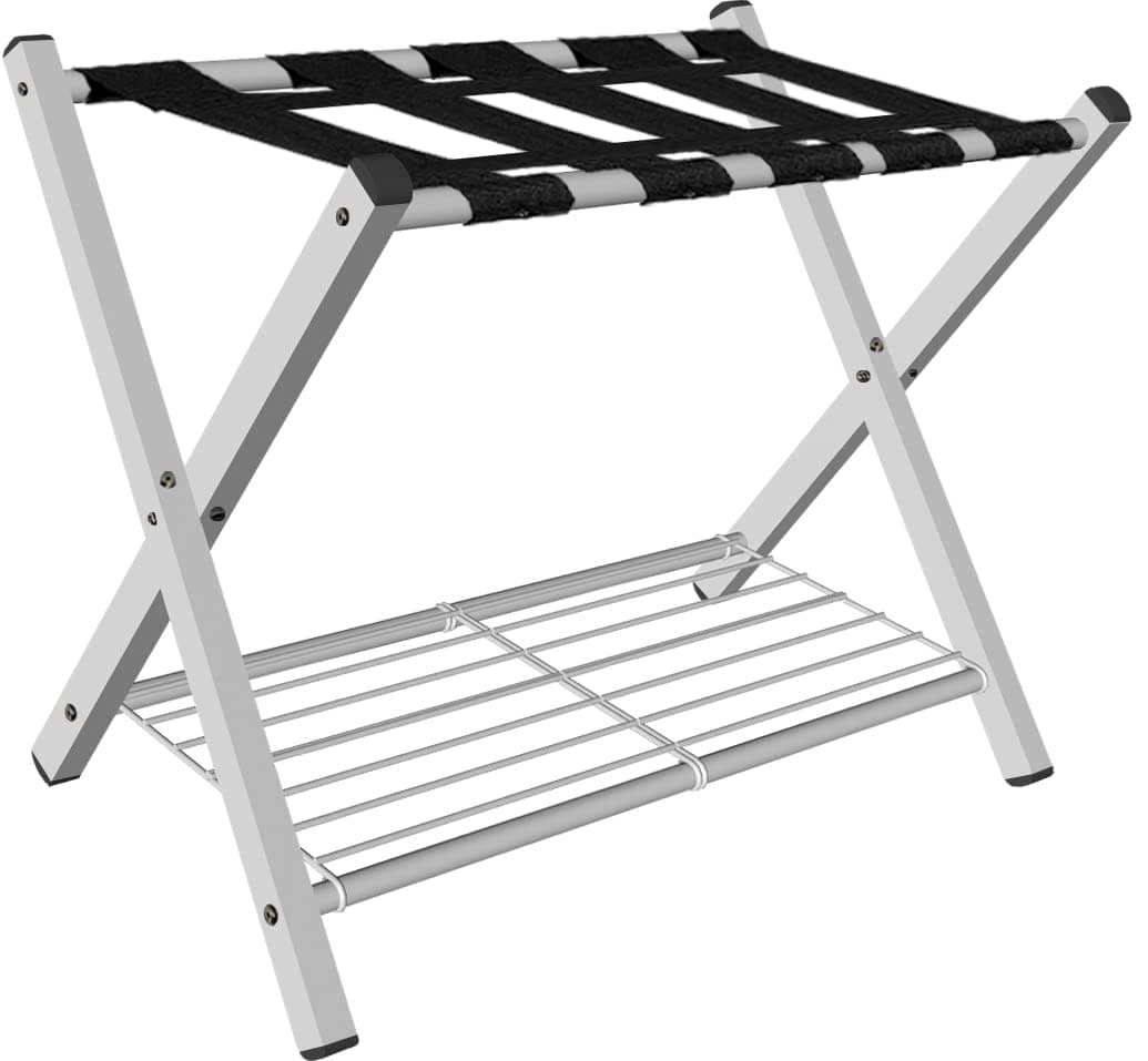 Mocomax Heavy Duty Foldable Luggage Rack, White