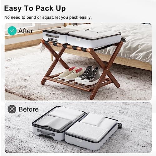 Walnut Luggage Racks Pack of 2 for Hotel Guest Rooms