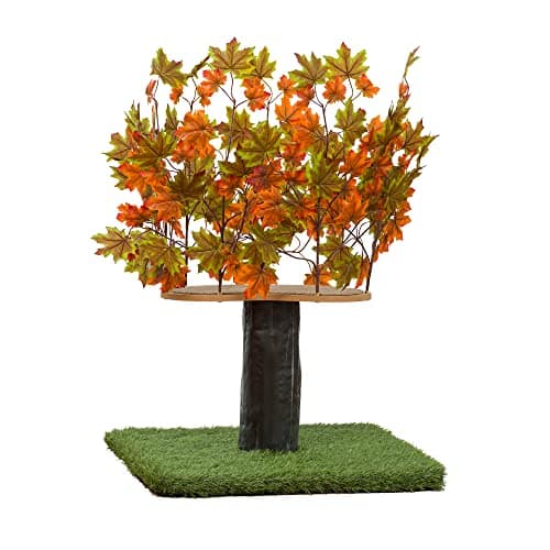 USA-Made On2 Pets Cat Tree with Leaves & House for Indoor Cats — Mixed Maple