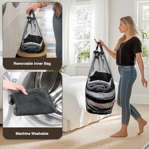 Slim Dark Grey Laundry Hamper with Lid, 60L & Handles